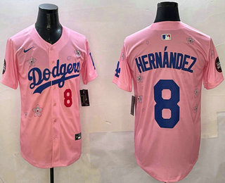 Men's Los Angeles Dodgers #8 Enrique Hernandez Pink 2025 Tokyo Series Limited Jersey