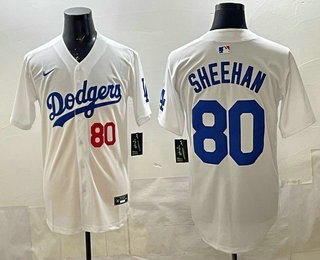 Men's Los Angeles Dodgers #80 Emmet Sheehan White Limited Jersey