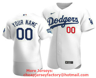 Men's Los Angeles Dodgers Active Player White 2020 World Series Champions Home Patch Flex Base Stitched Jersey