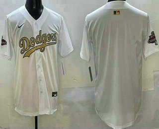 Men's Los Angeles Dodgers Blank White 2025 Gold Collection Limited Jersey