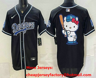 Men's Los Angeles Dodgers x One Piece Team Big Logo Black Limited Stitched Jersey