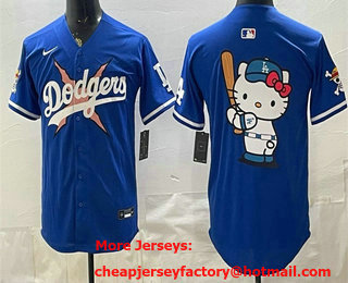 Men's Los Angeles Dodgers x One Piece Team Big Logo Blue Limited Stitched Jersey