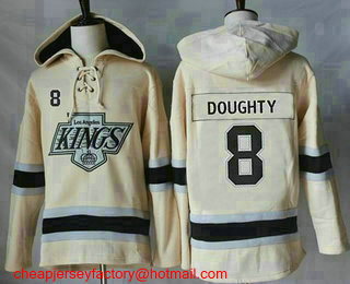 Men's Los Angeles Kings #8 Drew Doughty Cream Sawyer Hooded Sweatshirt Stitched NHL Jersey