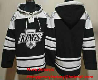 Men's Los Angeles Kings Blank Black Ageless Must Have Lace Up Pullover Hoodie 02