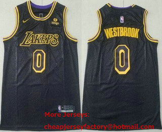 Men's Los Angeles Lakers #0 Russell Westbrook Black 2021 Nike Swingman Stitched Jersey With NEW Sponsor