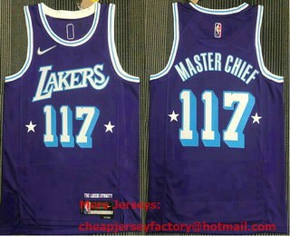 Men's Los Angeles Lakers #117 Master Chief Purple Nike Diamond 2022 City Edition Swingman Hot Press Jersey