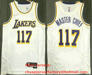 Men's Los Angeles Lakers #117 Master Chief White Nike Diamond 2022 Swingman Hot Press Jersey