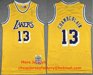 Men's Los Angeles Lakers #13 Wilt Chamberlain Yellow 1971-72 Hardwood Classics Soul Swingman Throwback Jersey