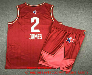 Men's Los Angeles Lakers #2 LeBron James Red Jordan Brand 2020 All-Star Game Swingman Stitched NBA Jersey With Shorts