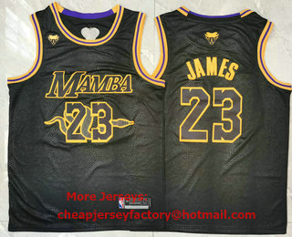 Men's Los Angeles Lakers #23 LeBron James NEW Black Mamba Memorial Black Swingman Nike Jersey