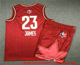 Men's Los Angeles Lakers #23 LeBron James Red Jordan Brand 2020 All-Star Game Swingman Stitched NBA Jersey With Shorts