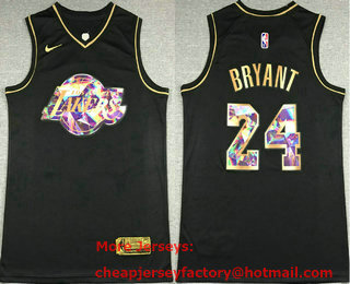 Men's Los Angeles Lakers #24 Kobe Bryant Black Golden Edition 75th Diamon Nike Swingman Stitched Jersey