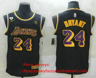 Men's Los Angeles Lakers #24 Kobe Bryant Black Heart With KB Nike Swingman 2021 Earned Edition Stitched Jersey With Sponsor Logo