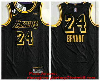 Men's Los Angeles Lakers #24 Kobe Bryant Black NEW 2021 Nike City Edition Wish and Heart Stitched AU Jersey
