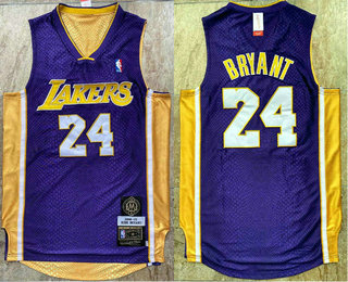 Men's Los Angeles Lakers #24 Kobe Bryant Purple 2008-09 Hardwood Classics Soul AU Throwback Jersey