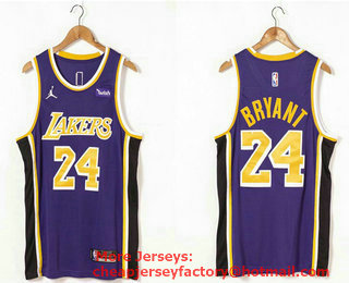 Men's Los Angeles Lakers #24 Kobe Bryant Purple 2020-21 Brand Jordan Swingman Stitched NBA Jersey