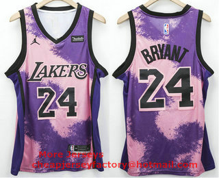 Men's Los Angeles Lakers #24 Kobe Bryant Purple 2021 Brand Jordan Swingman Stitched NBA Fashion Jersey With NEW Sponsor Logo