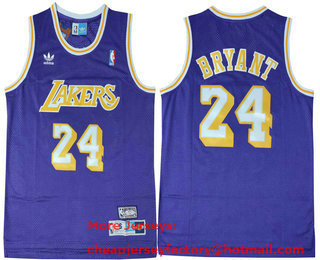 Men's Los Angeles Lakers #24 Kobe Bryant Revolution 30 Swingman Purple Throwback Jersey