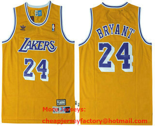 Men's Los Angeles Lakers #24 Kobe Bryant Revolution 30 Swingman Yellow Throwback Jersey