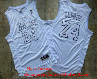 Men's Los Angeles Lakers #24 Kobe Bryant White Revolution 30 Silver Number Christmas AU Jersey