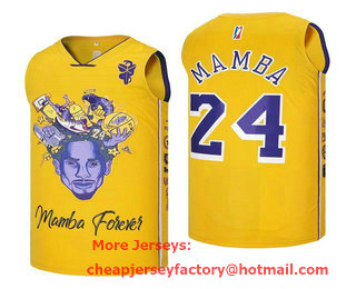 Men's Los Angeles Lakers #24 Kobe Bryant Yellow Fashion Jersey