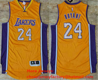 Men's Los Angeles Lakers #24 Kobe Bryant Yellow Revolution 30 Christmas AU Jersey