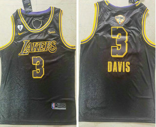 Men's Los Angeles Lakers #3 Anthony Davis Black 2020 NBA Finals Patch Nike City Edition Wish and Heart Stitched Jersey 1