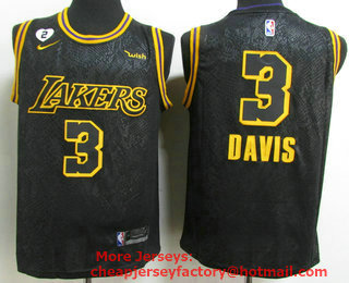 Men's Los Angeles Lakers #3 Anthony Davis Black NEW 2021 Nike City Edition Wish and Heart Stitched Jersey