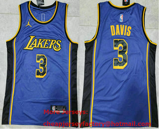 Men's Los Angeles Lakers #3 Anthony Davis Purple 2022 Jordan Swingman Stitched Jersey