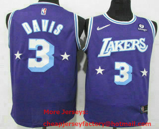 Men's Los Angeles Lakers #3 Anthony Davis Purple Nike Diamond 2022 City Edition Swingman Stitched Jersey With Sponsor
