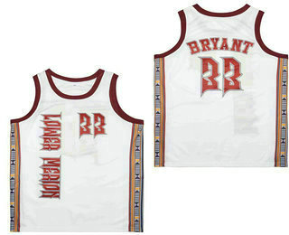 Men's Los Angeles Lakers #33 Kobe Bryant White High School Basketball Jersey