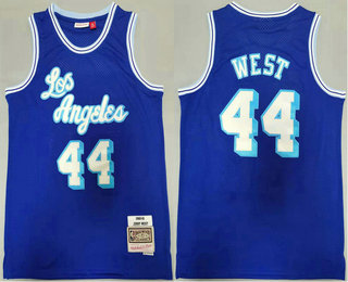 Men's Los Angeles Lakers #44 Jerry West 1960-61 Blue Hardwood Classics Soul Swingman Throwback Jersey
