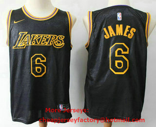 Men's Los Angeles Lakers #6 LeBron James Black 2021 Nike Swingman Stitched NBA Jersey