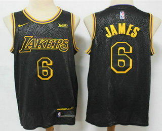 Men's Los Angeles Lakers #6 LeBron James Black 2021 Nike Swingman Stitched NBA Jersey With NEW Sponsor Logo