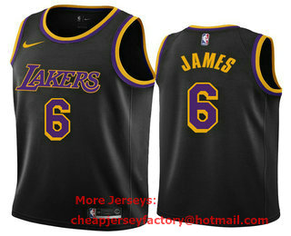 Men's Los Angeles Lakers #6 LeBron James Black NBA Swingman 2020-21 Earned Edition Jersey