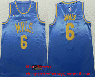 Men's Los Angeles Lakers #6 LeBron James MPLS Blue Hardwood Classics Soul Nike Swingman Throwback Jersey