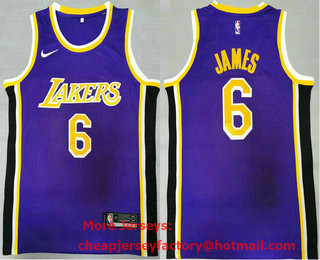 Men's Los Angeles Lakers #6 LeBron James Purple 2021 Nike Swingman Stitched NBA Jersey