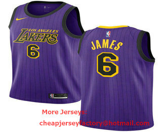 Men's Los Angeles Lakers #6 LeBron James Purple NBA Swingman City Edition Jersey