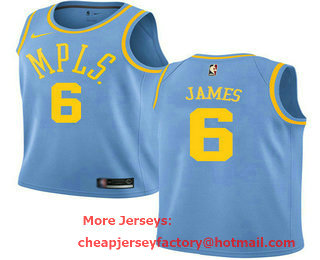 Men's Los Angeles Lakers #6 LeBron James Royal Blue NBA Swingman Hardwood Classics Jersey