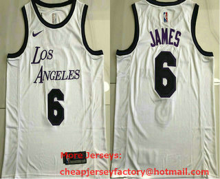 Men's Los Angeles Lakers #6 LeBron James White 2022 Nike AU Stitched Jersey