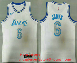 Men's Los Angeles Lakers #6 LeBron James White NBA Swingman 2020-21 City Edition Jersey