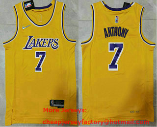 Men's Los Angeles Lakers #7 Carmelo Anthony 75th Anniversary Diamond Gold 2021 Stitched Jersey