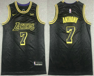 Men's Los Angeles Lakers #7 Carmelo Anthony Black 2021 Nike Swingman Stitched NBA Jersey With Sponsor Logo