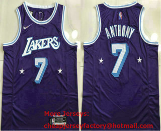 Men's Los Angeles Lakers #7 Carmelo Anthony Purple Diamond 2022 City Edition AU Stitched Jersey