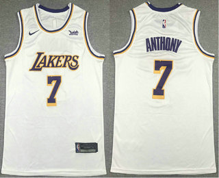 Men's Los Angeles Lakers #7 Carmelo Anthony White 2021 Nike Swingman Stitched NBA Jersey With Sponsor Logo