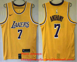 Men's Los Angeles Lakers #7 Carmelo Anthony Yellow 2021 Nike Swingman Stitched NBA Jersey