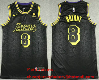 Men's Los Angeles Lakers #8 Kobe Bryant Black 2021 Nike Swingman Stitched Jersey With NEW Sponsor