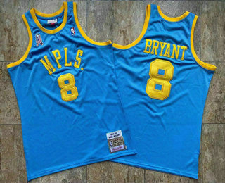 Men's Los Angeles Lakers #8 Kobe Bryant MPLS Blue 2001-02 Hardwood Classics Soul AU Throwback Jersey