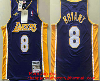 Men's Los Angeles Lakers #8 Kobe Bryant Purple 2000 All Star Hardwood Classics Soul AU Throwback Jersey