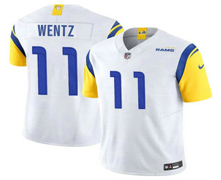 Men's Los Angeles Rams #11 Carson Wentz White 2023 FUSE Vapor Stitched Jersey